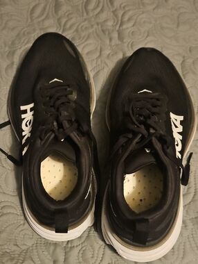 Hoka Black and White Athletic Running Shoes